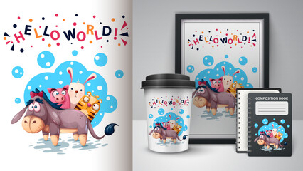 Cute Raccoon Merchandise Mockup © ibrahim