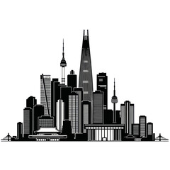 Obraz premium Seoul Skyline Silhouette: Modern and Traditional Architecture, South Korea