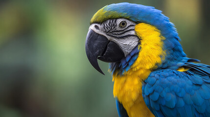Vibrant Blue and Yellow Macaw Parrot with Green Head