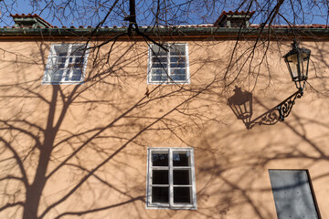 Prague street light with shadow