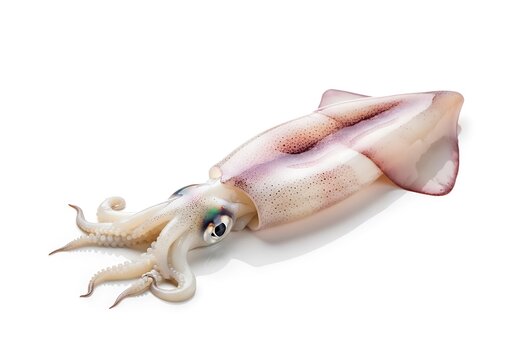 Squid on white background, isolated cutout
