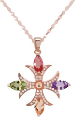 necklace and earrings with gems