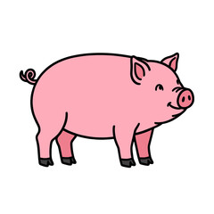 Obraz premium Pink Pig Vector Icon