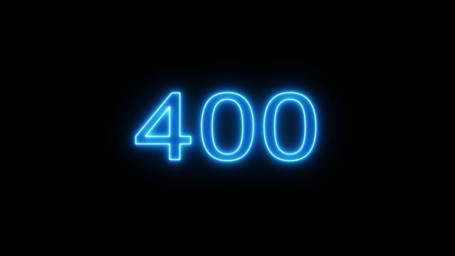 Neon counting number text illustration. Glowing count number on black background.
