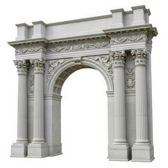 Naklejka premium Ancient roman archway with intricate carvings and detailed architectural features isolated on transparent background