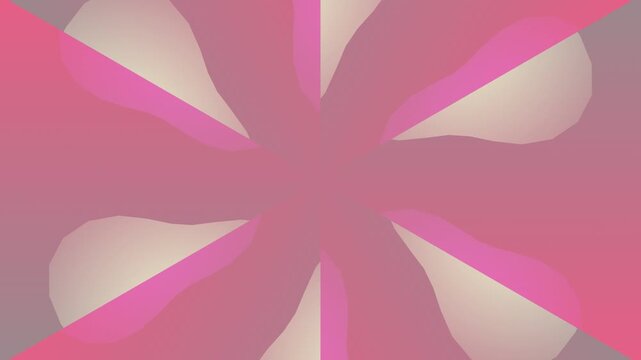 Graphic design element featuring a symmetrical pink and white flower-like pattern on a gray background with empty white space.