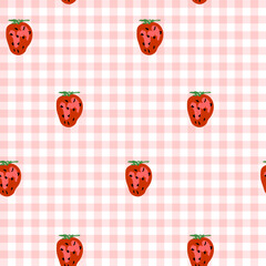 Illustration with hand drawn strawberry. Vector seamless pattern.