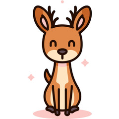 Obraz premium Cute Deer Vector Illustration with Happy Expression and Antlers in Simple Cartoon Style for Children's Content and Whimsical Animal Graphics Design