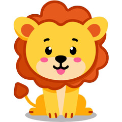 Fototapeta premium Cute Lion Cub Vector Illustration, Adorable Cartoon Animal Character Graphic for Children's Books, Educational Content, and Nursery Decor Design