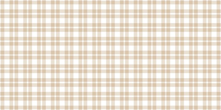 Soft beige and white plaid seamless pattern background. Classic checkered geometric texture for textile, wallpaper, wrapping paper, and minimal aesthetic fashion design.