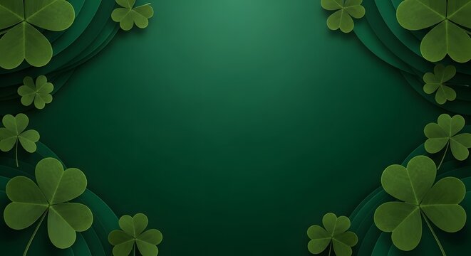 St patrick's day green background with shamrocks border