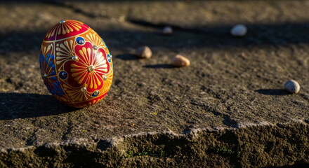 Vibrant easter egg on ground happy easter sunday decoration