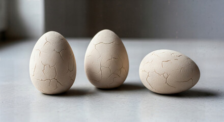 Happy easter sunday eggs decoration ideas with three beautiful ostrich eggs