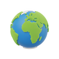 Obraz premium Vibrant earth globe illustration with continents and oceans isolated on transparent background