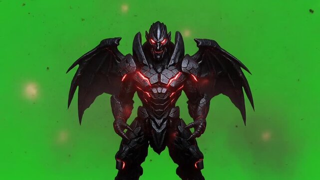 3D Cyber Demon Warrior Roaring Close Up 4K Dark Fantasy Horror Video Footage Clip