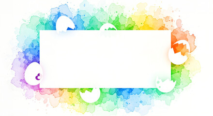 Vibrant happy easter sunday greeting card with colorful eggs and watercolor background