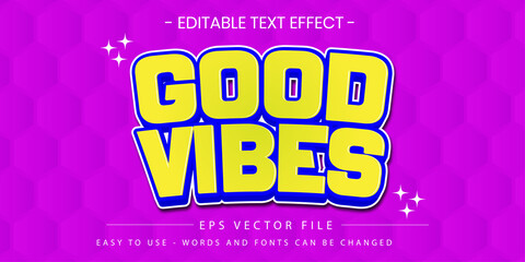 Fototapeta premium Good Vibes Editable Retro Text Effect Vector