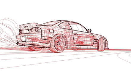 Sports Car Drifting Sketch Style Illustration. © AAN