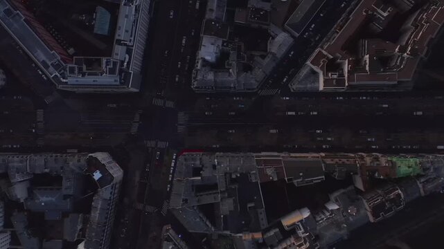 Aerial View of Busy Paris Intersection