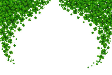 Fototapeta premium Shamrock leaf border green clover frame on transparent background
