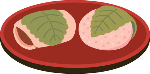 桜餅の手描きイラスト