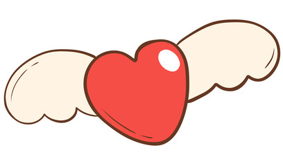 Cute Winged Heart Valentine Illustration 