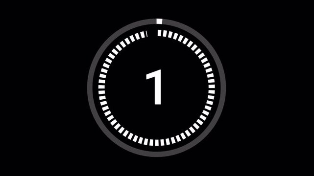 5 second countdown timer on transparent background, perfect for intros, transitions, 0 to 5 second countdown timer with alpha channel in 4K video .
