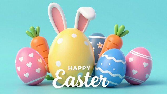 easter eggs and bunny