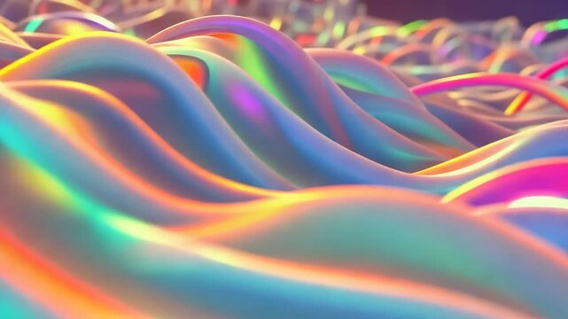 Seamless Abstract Colorful Wave Motion with Fluid Shapes, Soft Glowing Gradients, and Loopable Background Design
