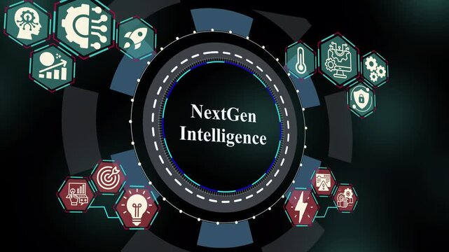 NextGen intelligence visualization showcasing future AI systems, adaptive cognition models, smart analytics flow, and digital innovation architecture.