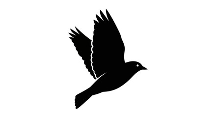 Fototapeta premium Silhouette of a Black Bird in Flight Symbolizing Freedom and Movement on White Background