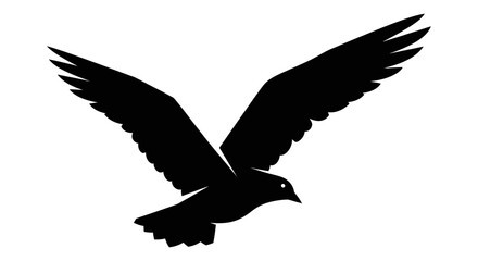 Fototapeta premium Silhouette of a Seagull in Flight Against White Background Freedom and Travel Concept
