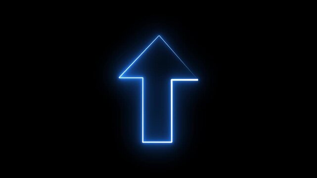 neon arrow animation moving from small to large and pointing up for ui.