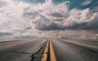 Dramatic clouds over an empty open road