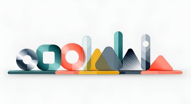 Abstract Geometric Shapes Forming the Word GOOGLE on a White Background.