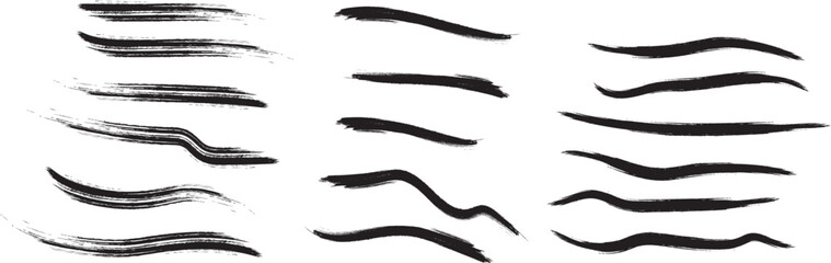 Fototapeta premium Curved Ink Brush Stroke Lines Vector Collection
