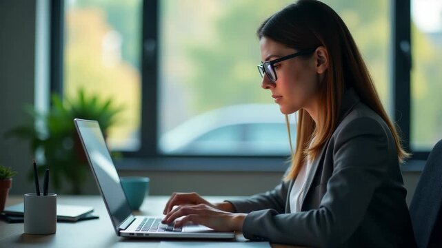 Footage person typing away on their laptop, possibly working or studying