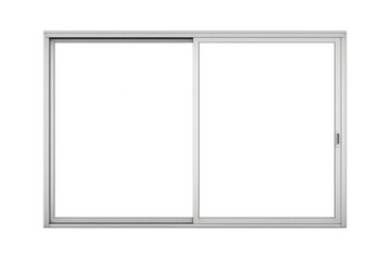 Obraz premium Realistic sliding glass door or window with a white frame, transparent background, architectural element for building design