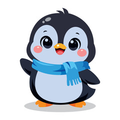 Obraz premium Cute little penguin.Cute little penguin in a warm blue scarf illustration