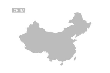 Obraz premium China map - Minimal Flat Vector Illustration in Black and Gray, Isolated on White Background, Ideal for Infographics, Educational Use, Reports, and Presentations.