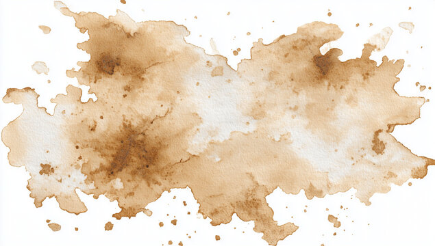 watercolor coffee stain clipart, white background