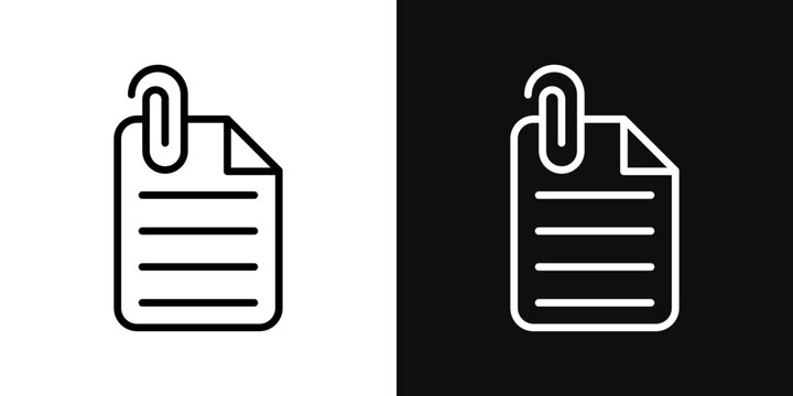 Attach document icons set in black and white thin line stroke