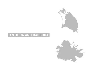 Antigua and Barbuda map - Minimal Flat Vector Illustration in Black and Gray, Isolated on White Background, Ideal for Infographics, Educational Use, Reports, and Presentations.