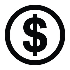 Obraz premium Simple black and white illustration of a dollar sign within a circle