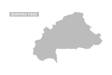 Obraz premium Burkina Faso map - Minimal Flat Vector Illustration in Black and Gray, Isolated on White Background, Ideal for Infographics, Educational Use, Reports, and Presentations.