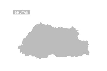 Fototapeta premium Bhutan map - Minimal Flat Vector Illustration in Black and Gray, Isolated on White Background, Ideal for Infographics, Educational Use, Reports, and Presentations.