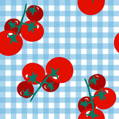 Vector seamless pattern with tomatoes for wallpaper background, fabric and other.