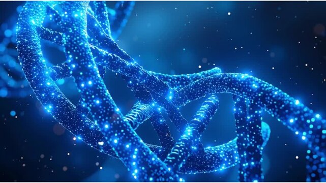 Glowing DNA Double Helix with Genetic Data and Biotechnology Concept Animation in 4K
