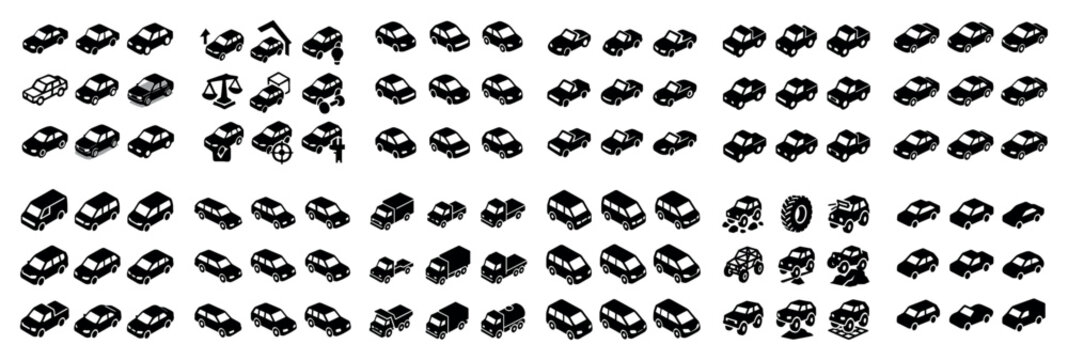 Isometric vehicle icons collection