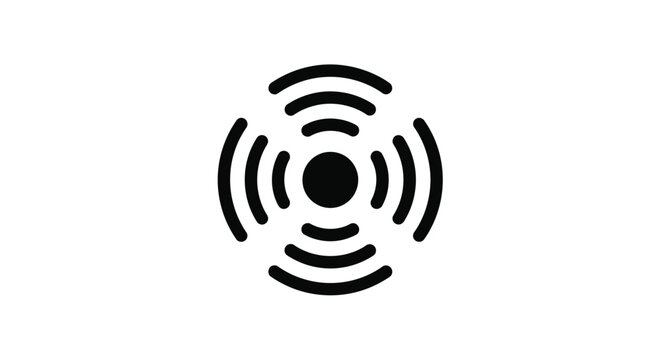 Simple black icon depicting wireless signal waves emanating from a central point